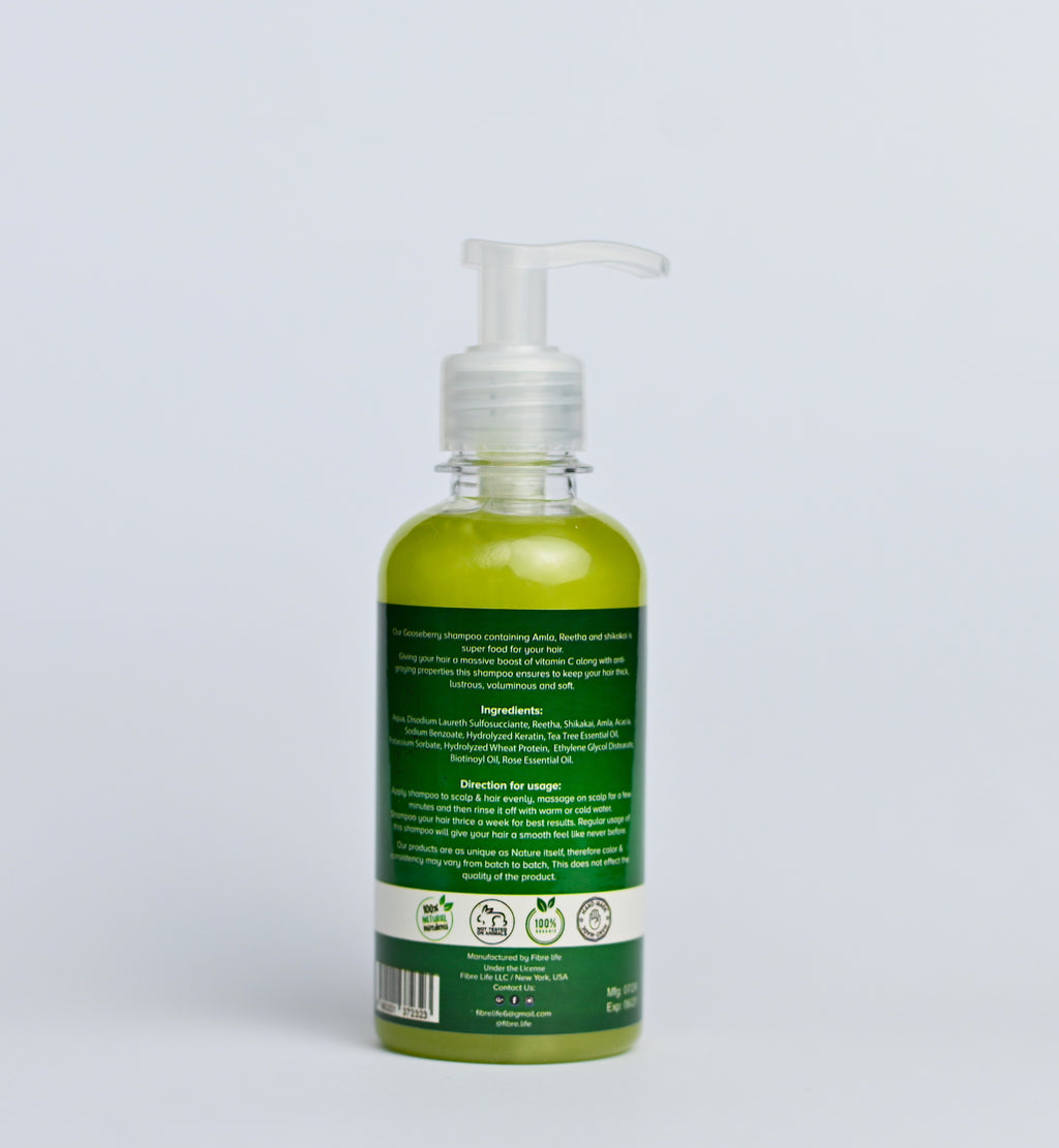 Organic amla shampoo nourishes the scalp and promotes healthy hair growth.
