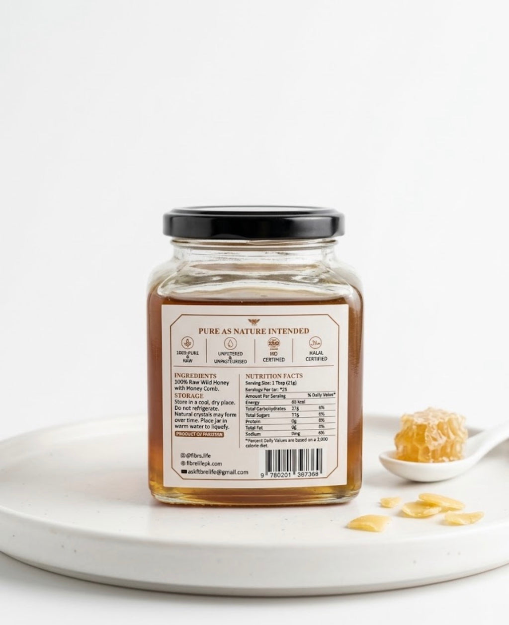 Wild Raw Honey with Honeycomb – 100% Pure & Unfiltered | 500g