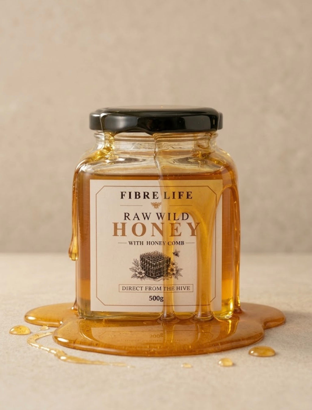Wild Raw Honey with Honeycomb – 100% Pure & Unfiltered | 500g