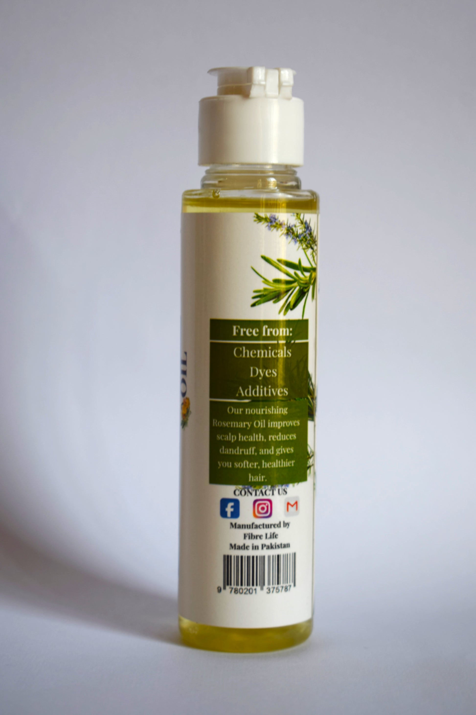 Cold-pressed rosemary oil for natural hair care, restores shine, enhances volume, and supports deep hydration.