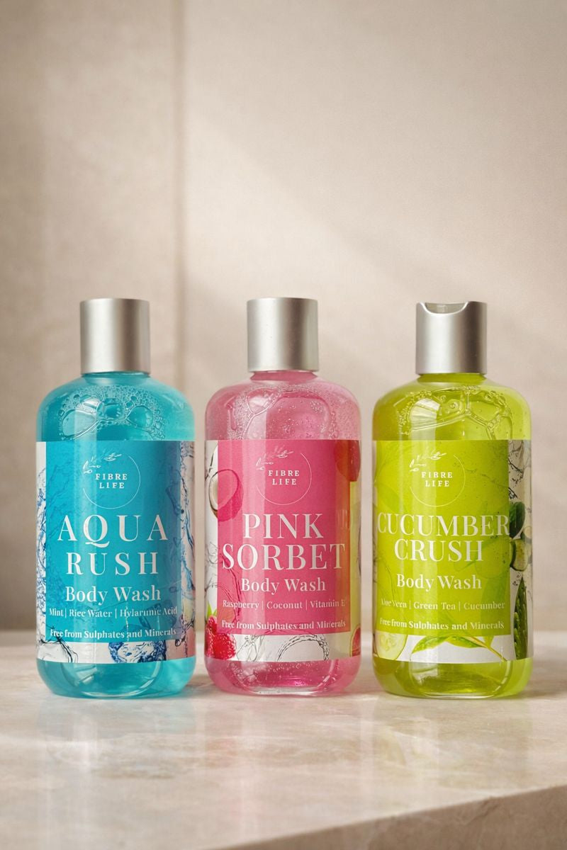Organic skincare body wash trio with sulphate-free formula for daily use