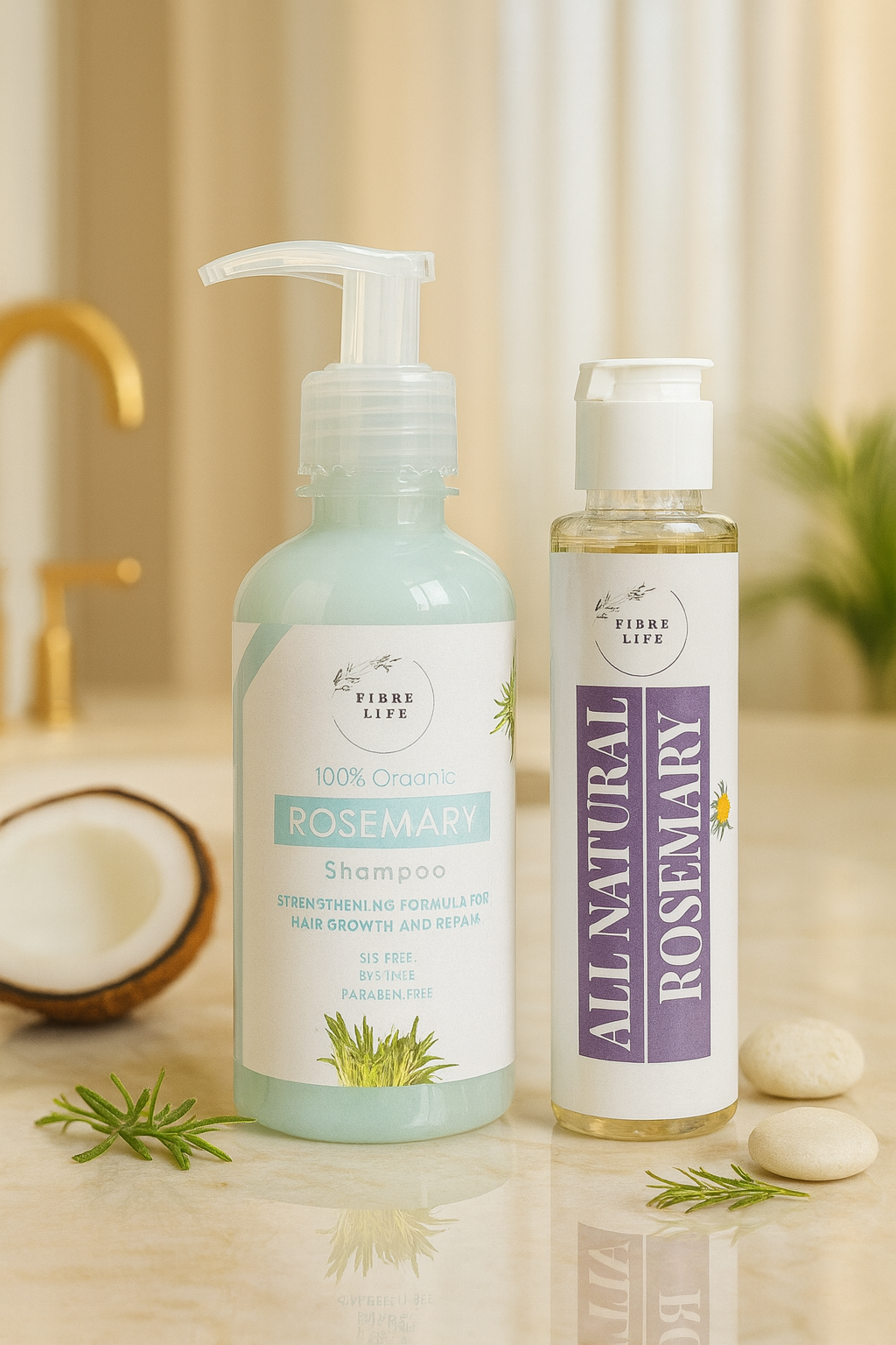 organic rosemary shampoo and cold pressed rosemary oil 
