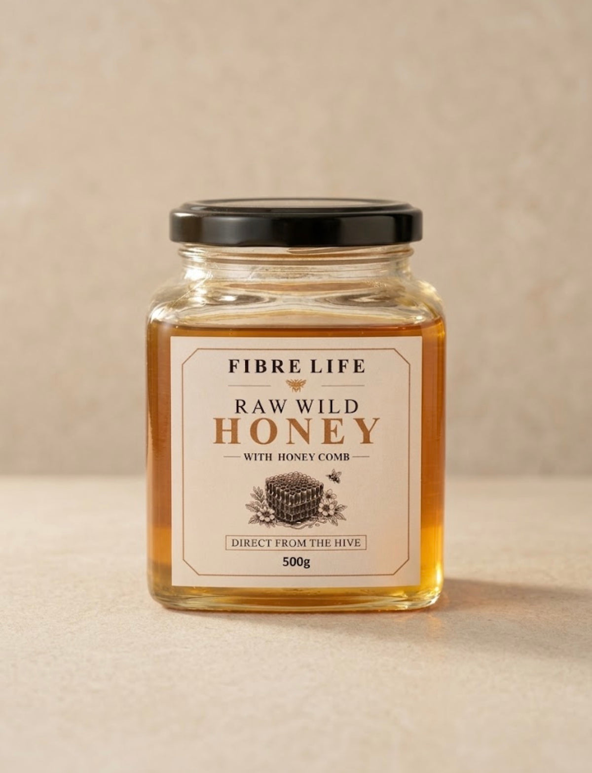 Wild Raw Honey with Honeycomb – 100% Pure & Unfiltered | 500g